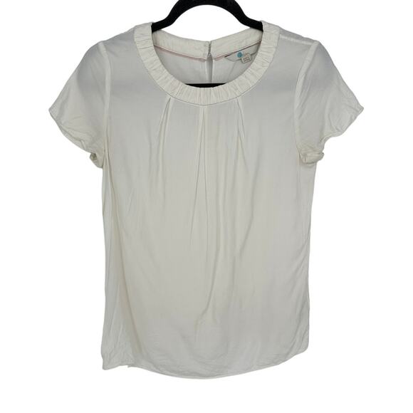 Boden Blouse Crewneck White Pleated Feminine Lightweight Minimalist Size 4 - Picture 1 of 10